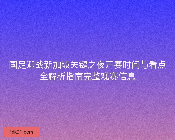 国足迎战新加坡关键之夜开赛时间与看点全解析指南完整观赛信息
