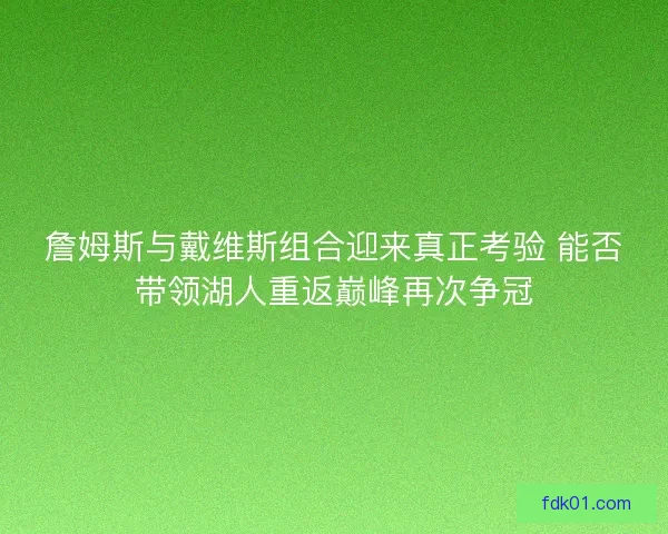 詹姆斯与戴维斯组合迎来真正考验 能否带领湖人重返巅峰再次争冠