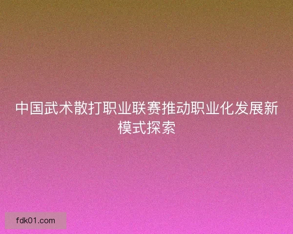 中国武术散打职业联赛推动职业化发展新模式探索 中国武术散打职业联赛推动职业化发展新模式探索